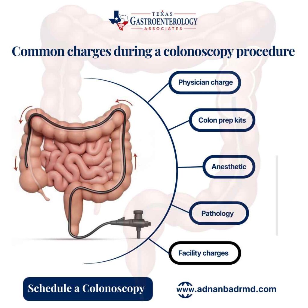 Common charges during a colonoscopy procedure in Frisco/Plano, TX